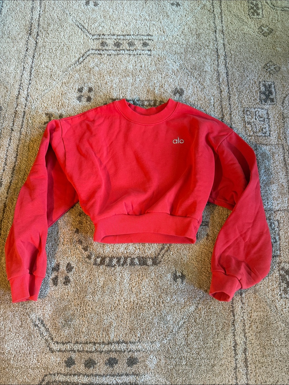 ALO Yoga Red Cropped Crew Sweatshirt